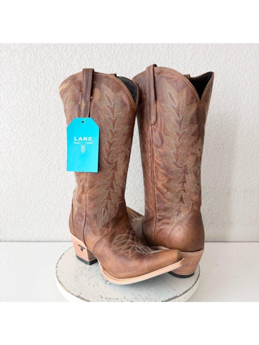 Lane Gallatin Brown Cowboy Boots Cowgirl Western Mid Calf Tall Snip Toe Size 11 - Picture 11 of 11
